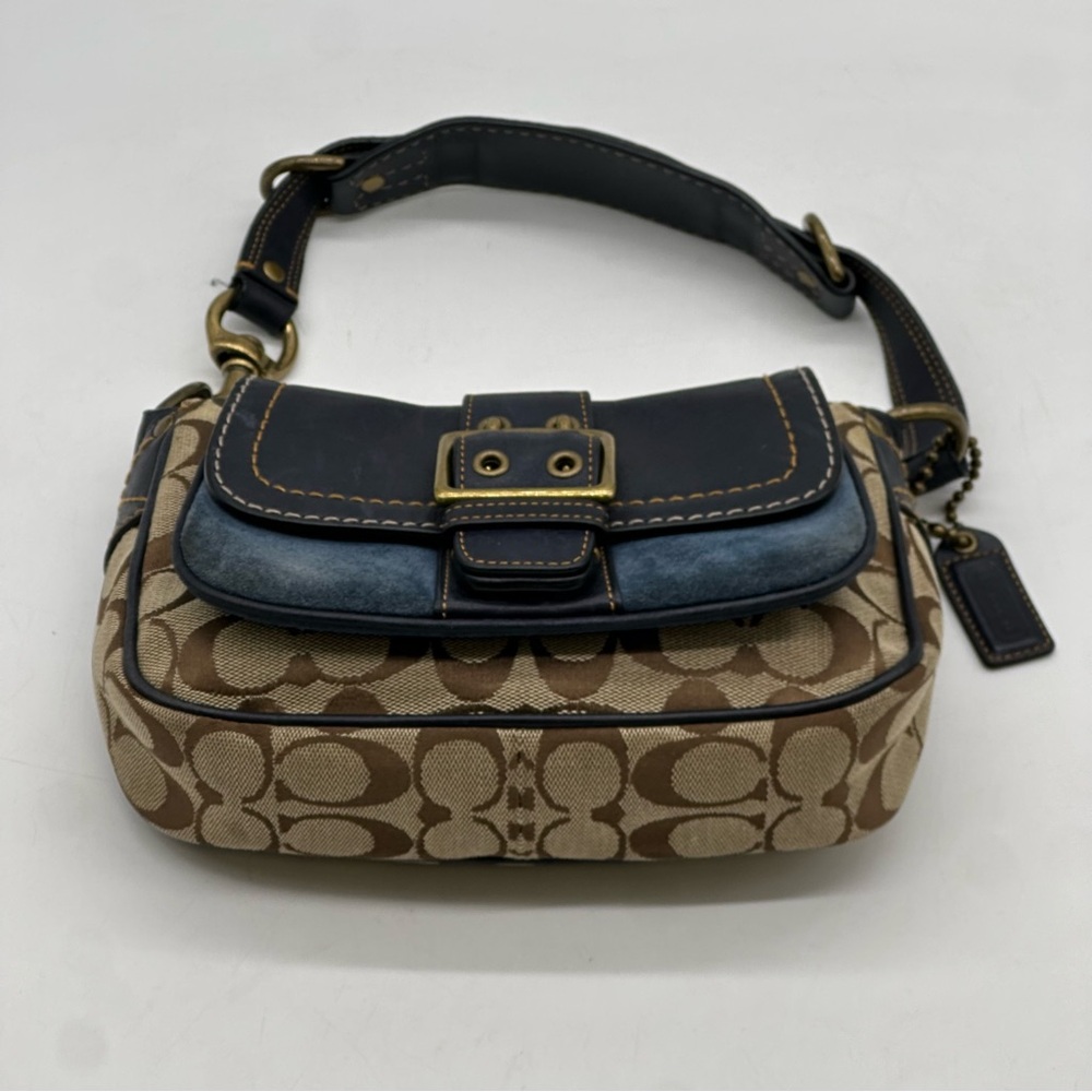 Coach Limited Edition Signature Suede and Leather Shoulder Bag. SOLD SOLD. - Picture 6 of 10